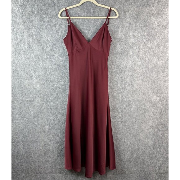 ModCloth Babydoll Slip Dress 6 Maroon Midi Y2K Style Dark Romantic Event - Picture 1 of 10